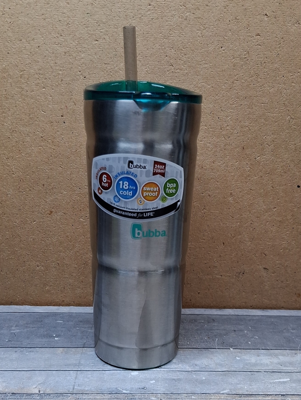 Bubba Stainless Steel Travel Tumbler with Teal Lid and Straw 24 oz NWT